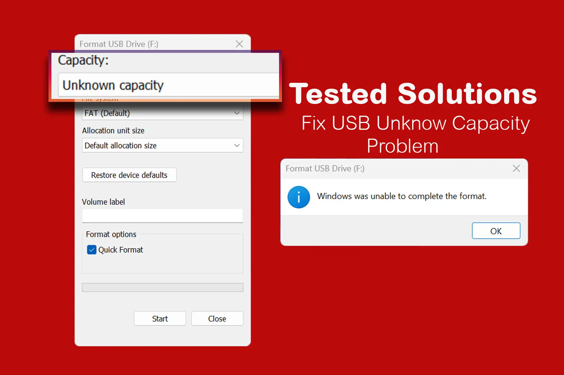 How To Fix USB Flash Drive Unknow Capacity Problem