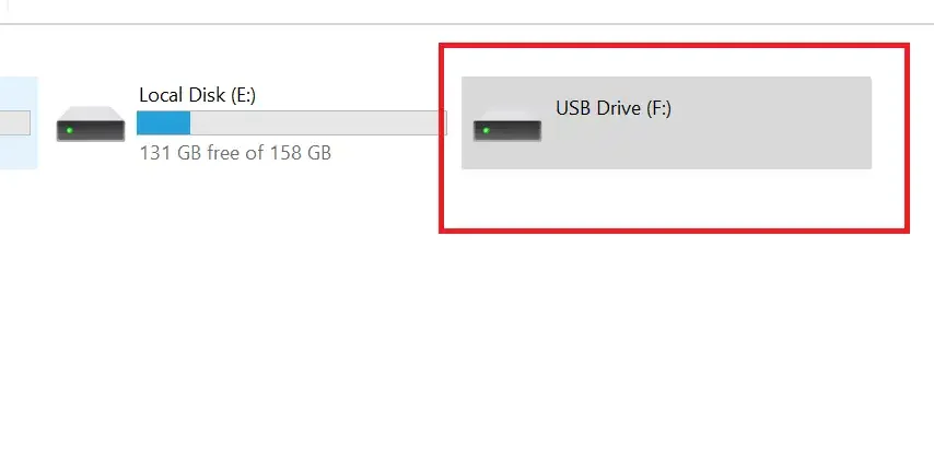 how USB with unknow capacity will display in file explorer